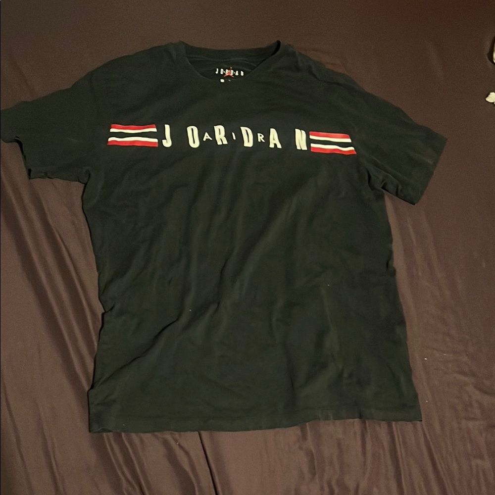 Jordan Black T-Shirt with Red and White Stripes
